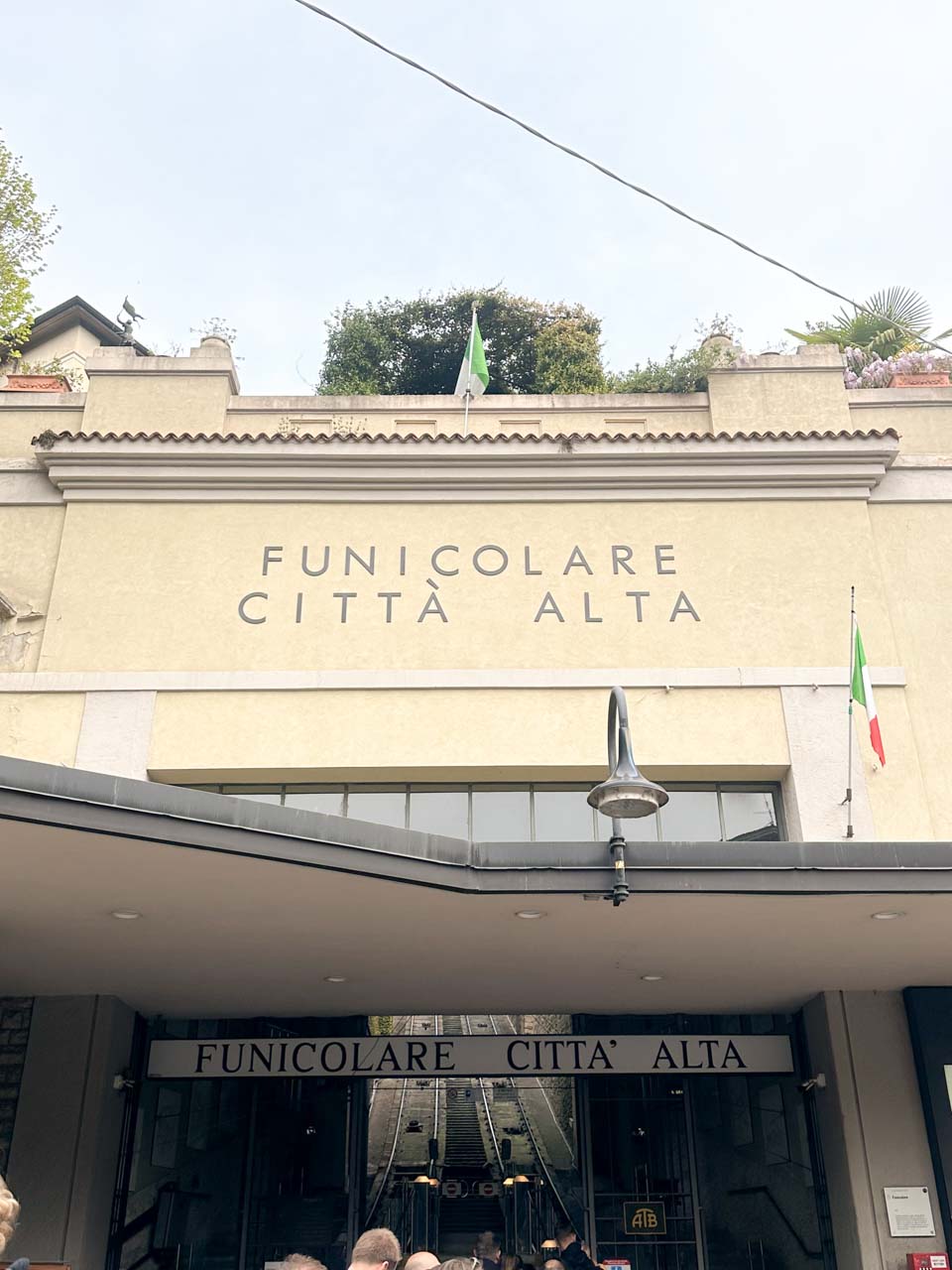 The entrance to the Funicolare Città Alta in Bergamo, Italy